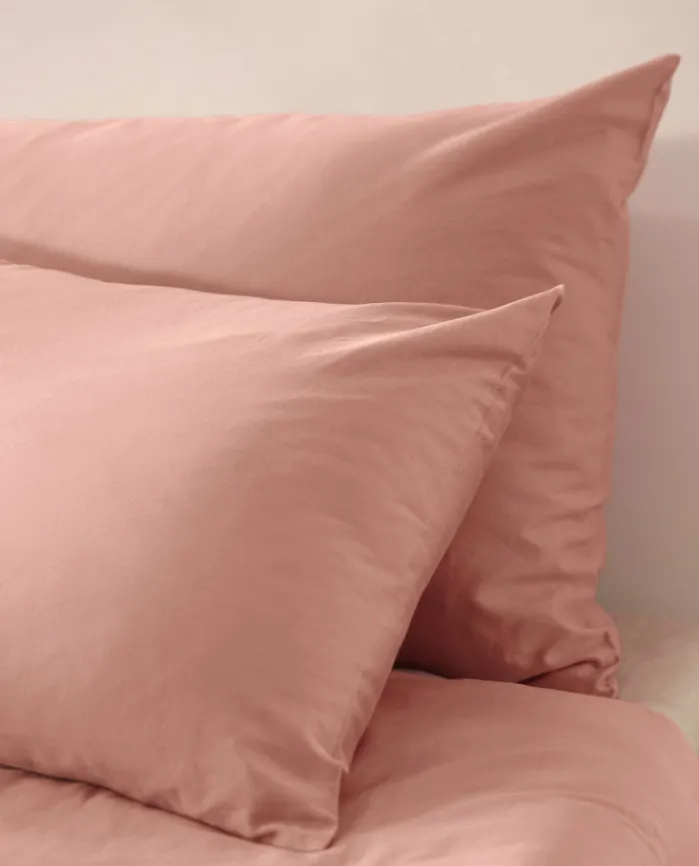 Discount Bassols Fundas de Almohada Sahara Rosa Mate de Algodón Lavado