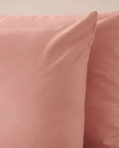 Discount Bassols Fundas de Almohada Sahara Rosa Mate de Algodón Lavado