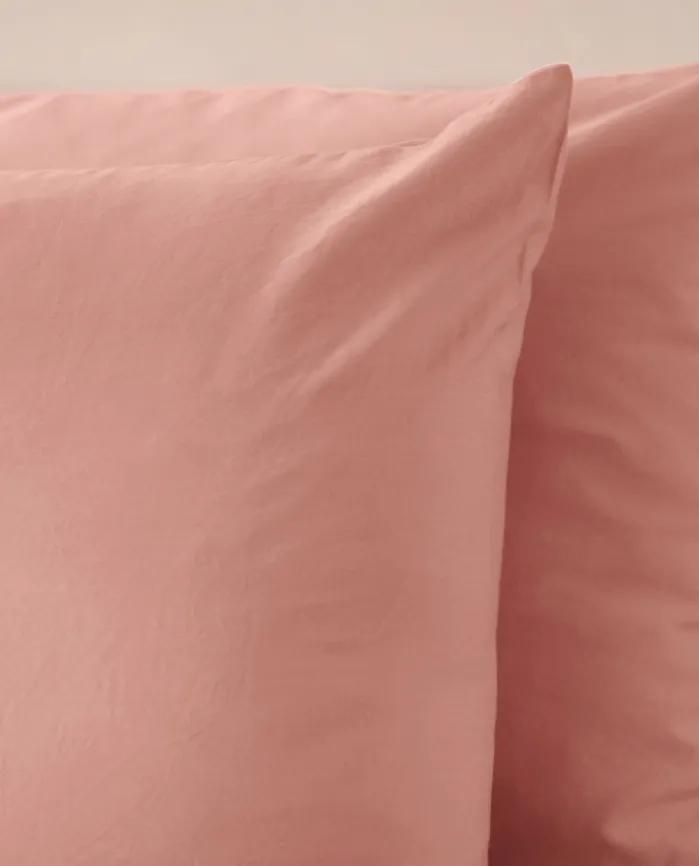 Discount Bassols Fundas de Almohada Sahara Rosa Mate de Algodón Lavado