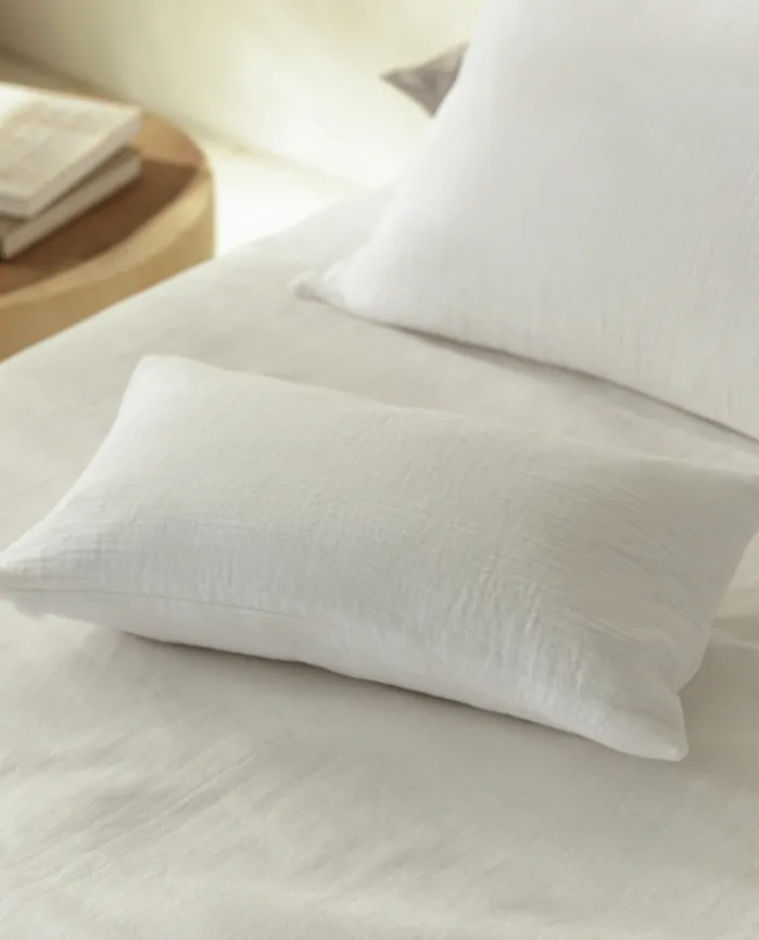 Fashion Bassols Fundas de Cojines de Gasa Gauze Blanco (Pack 2 unidades)