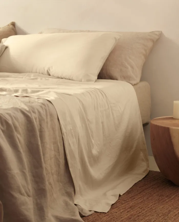 Shop Bassols Sábana Encimera Sahara Beige Mate de Algodón Lavado